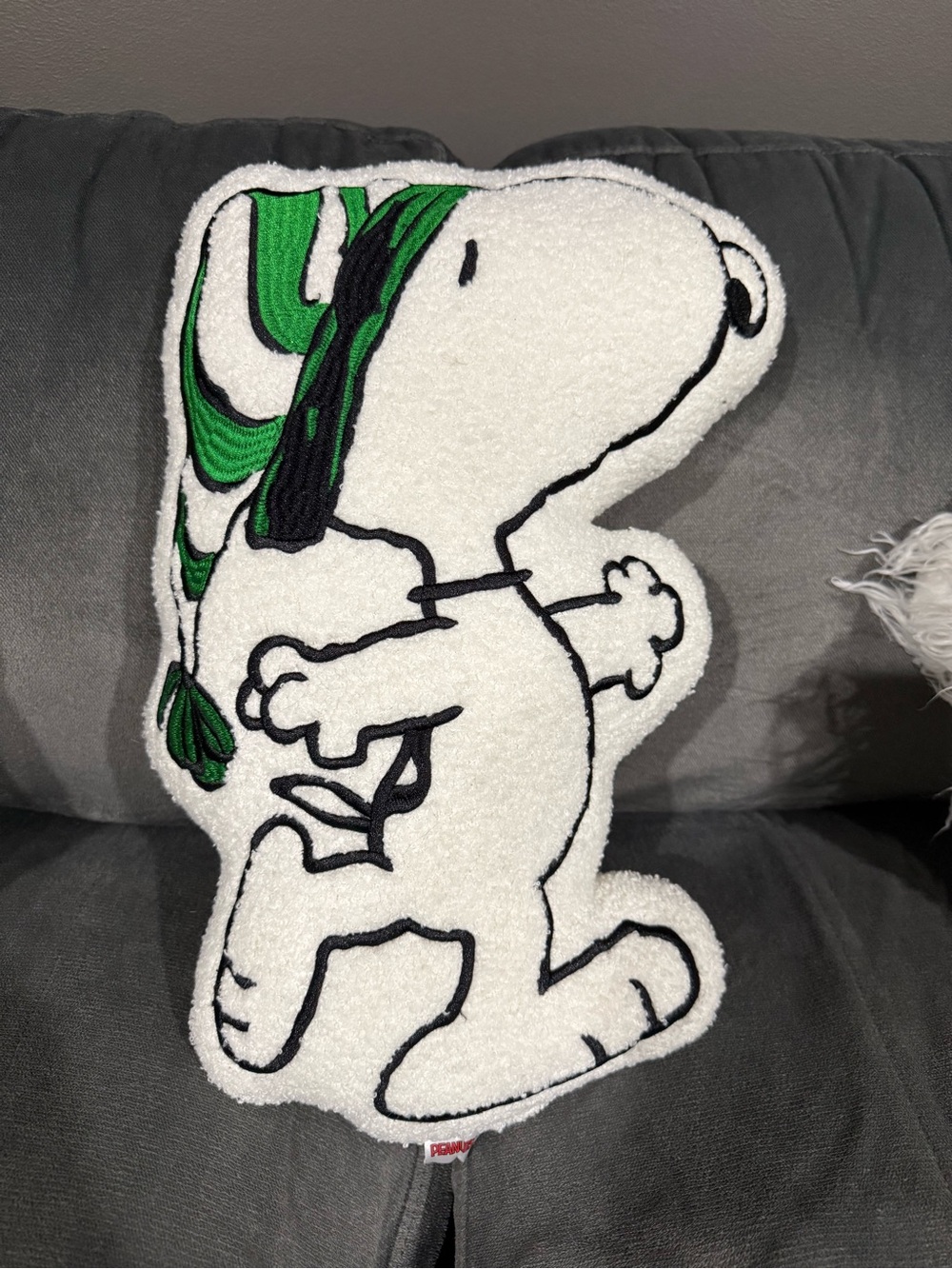New | Peanuts Snoopy Decorative Christmas Pillow with Green Hat